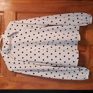 A.n.d ea.wy long sleeve black & white polka-dot blouse/shirt